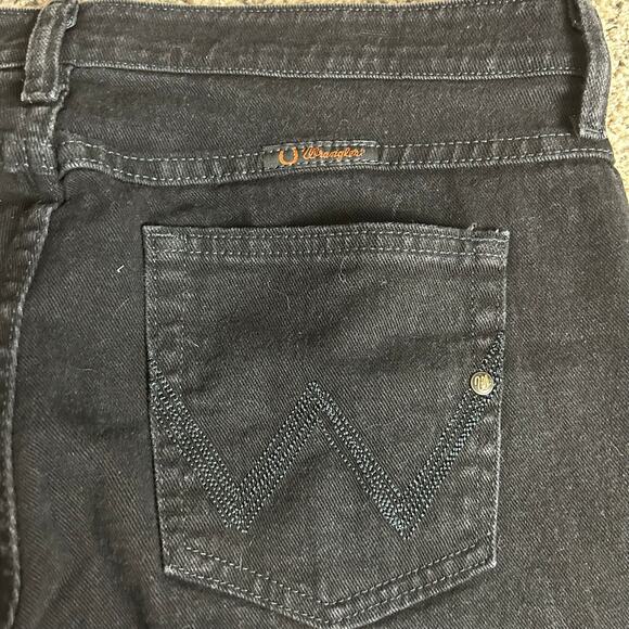 Wrangler Womens Q Baby Jeans Size 12 Mid Rise Bootcut Black 34x32 - Picture 7 of 7